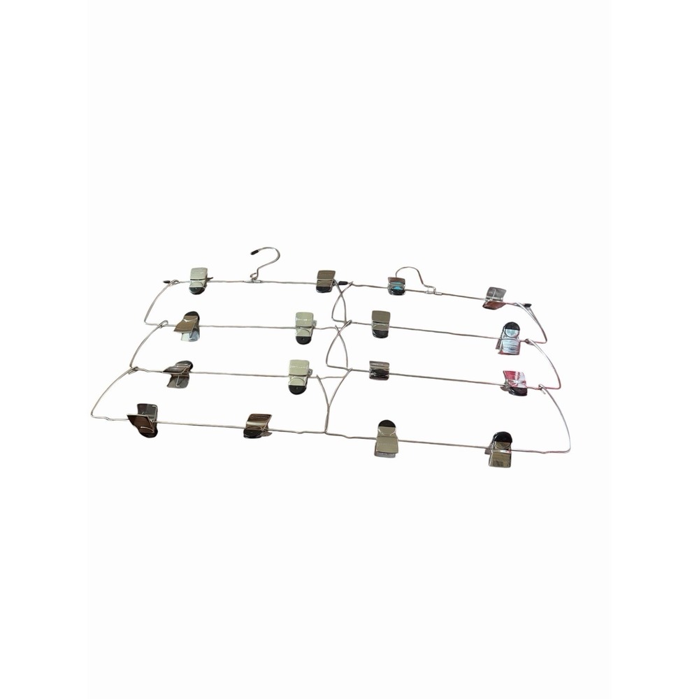 Rubbermaid Vintage Metal Tiered Hanger 4 Tier 8 Clip Pants MCM Collapsable X2